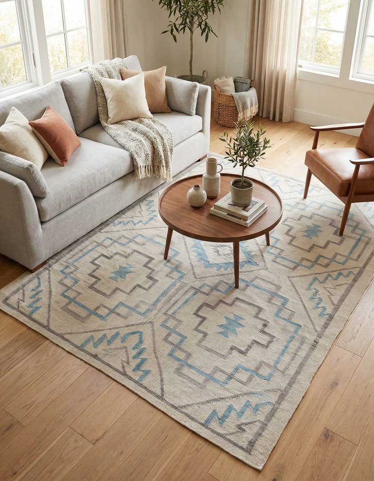 Detail image of 6' x 8'  Hand Woven Kilim Modern Wool Rug