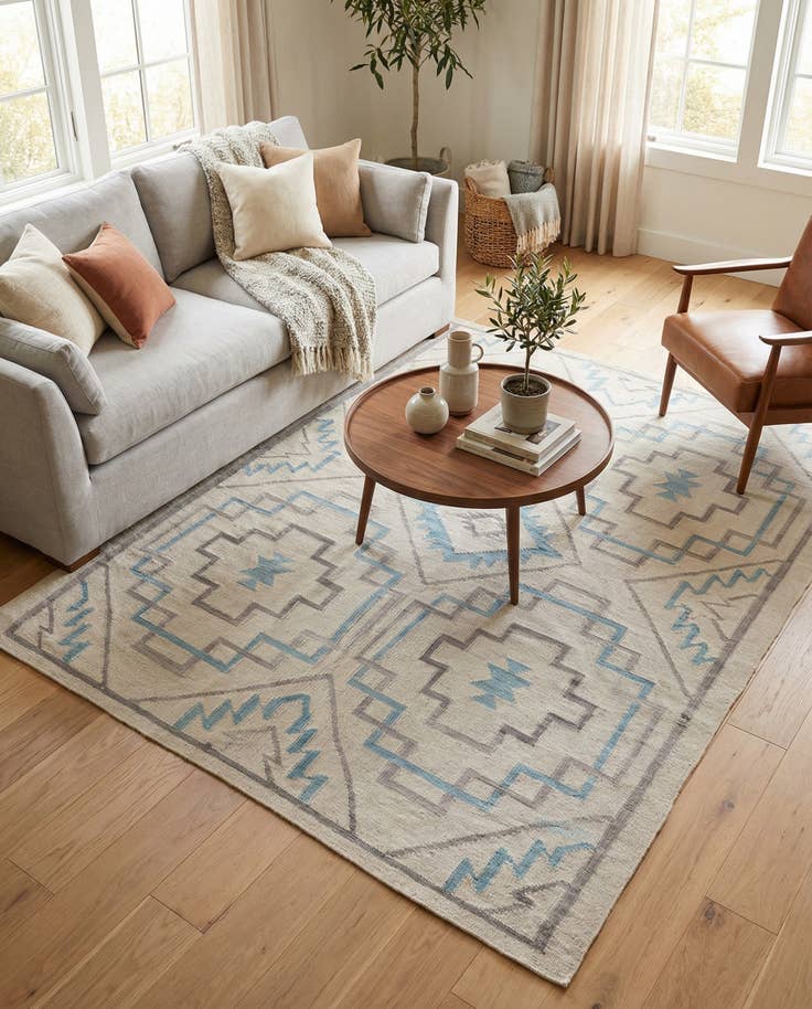 Detail image of 6' x 8' Hand Woven Kilim Modern Wool Rug