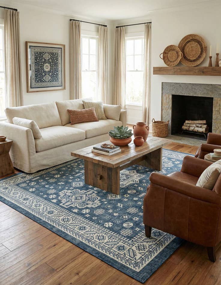 Detail image of  13' x 13'  Washable Aztec Indoor / Outdoor Square Rug