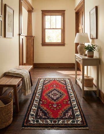 2' 1 x 4' Hand Knotted Hamedan Wool Runner Rug