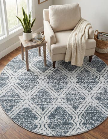 Ivory Kamala Washable Round Rug