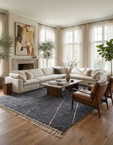 6' 9 x 9' 5 Hand Knotted Moroccan Wool Rug