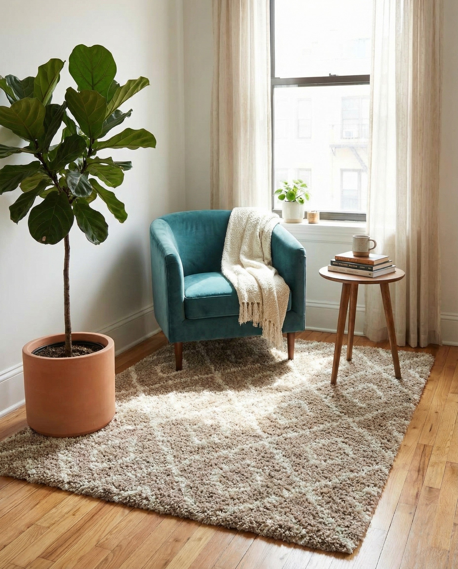  3' 3 x 3' 3 Lattice Shag Square Rug