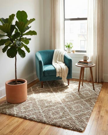  3' 3 x 3' 3 Lattice Shag Square Rug