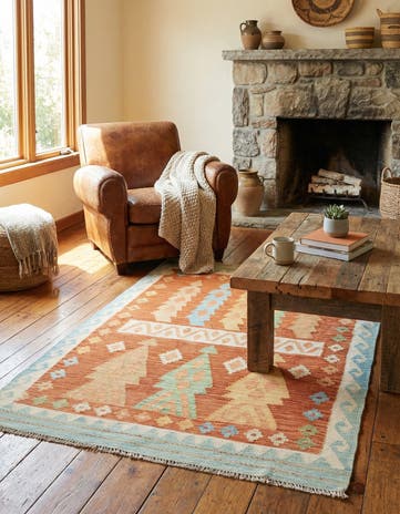 3' 3 x 5' Hand Woven Kilim Waziri Wool Rug