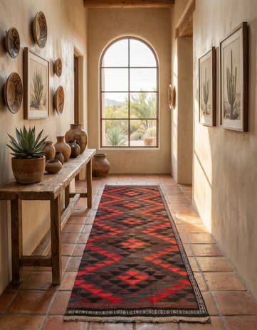 4' 2 x 11' 9 Hand Woven Kilim Fars Wool Runner Rug