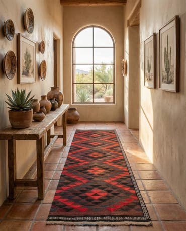  4' 2 x 11' 9  Hand Woven Kilim Fars Wool Runner Rug