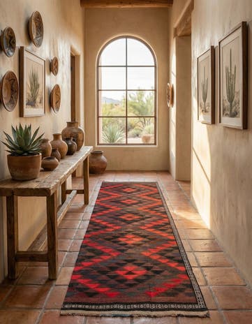 4' 2 x 11' 9 Hand Woven Kilim Fars Wool Runner Rug