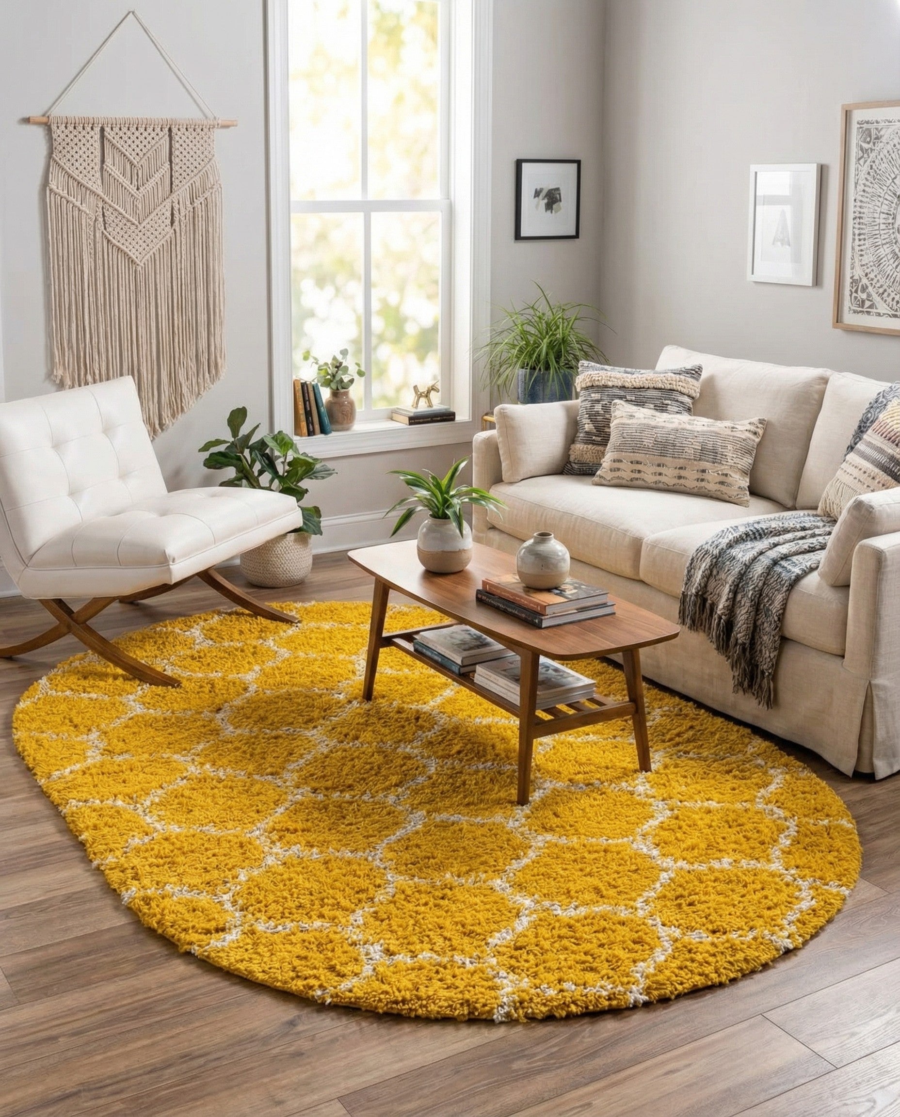  7' 10 x 10' Lattice Shag Oval Rug