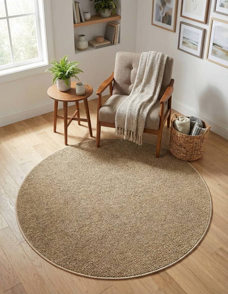 Detail image of  3' 1 x 3' 1  Washable Solid Indoor / Outdoor Round Rug