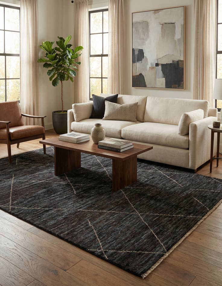 Detail image of  5' 3 x 7' 4  Hand Knotted Moroccan Wool Rug