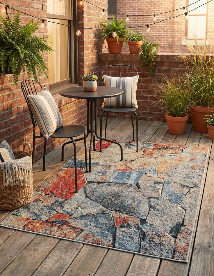 Detail image of 4' x 6'  Washable Modern Indoor / Outdoor Rug