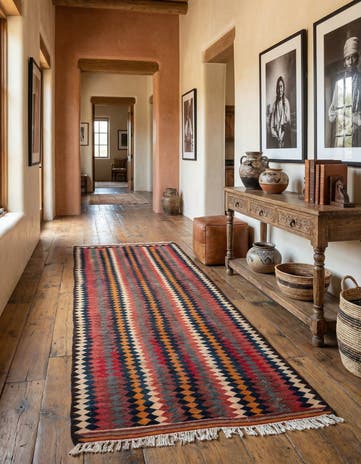 4' 6 x 10' 6 Hand Woven Kilim Fars Wool Runner Rug