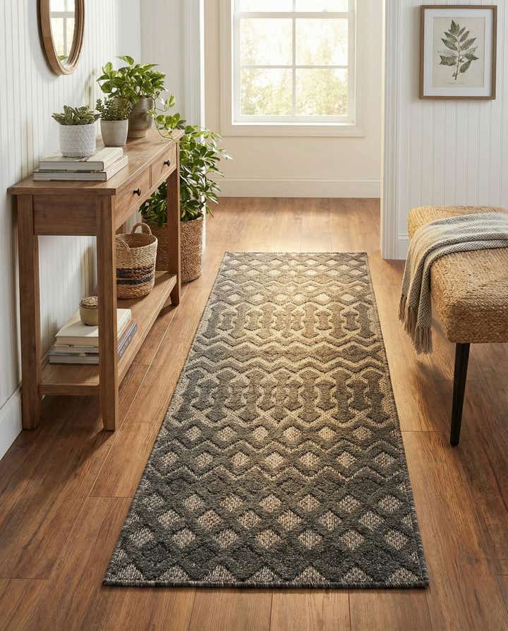 2' x 6' Easy-Clean Trellis Textured Indoor / Outdoor Runner Rug