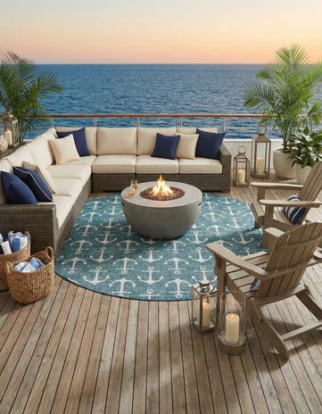 13' x 13' Easy-Clean Coastal Indoor / Outdoor Round Rug