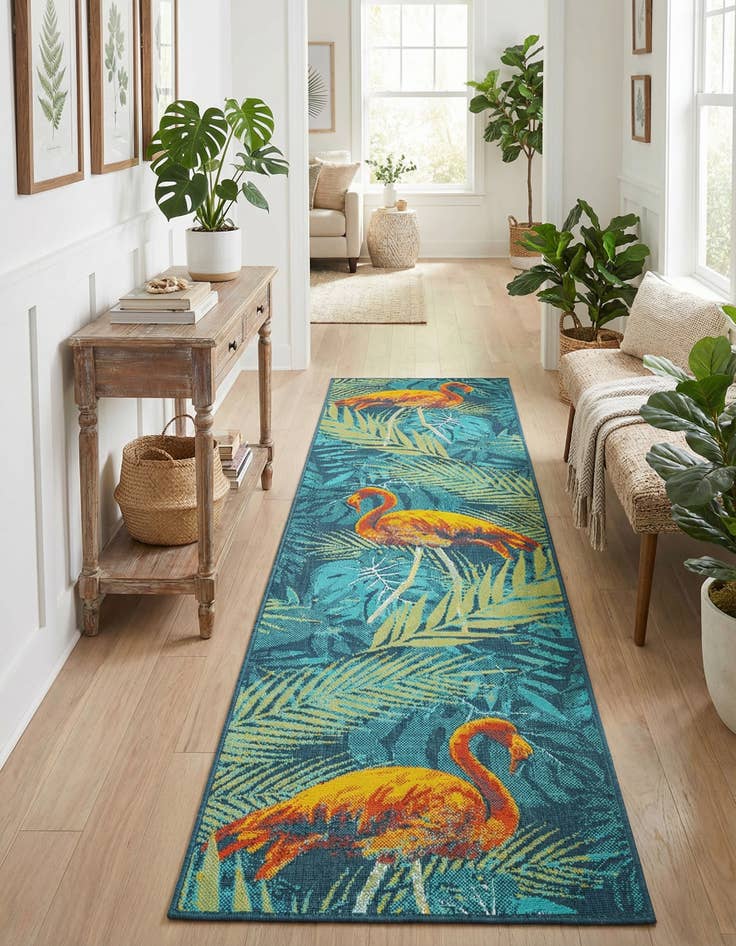 Detail image of  2' 7 x 10'  Washable Coastal Indoor / Outdoor Runner Rug