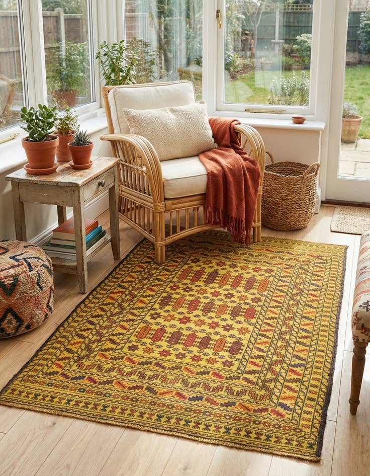 Detail image of 4' x 6'  Hand Woven Kilim Afghan Wool Rug