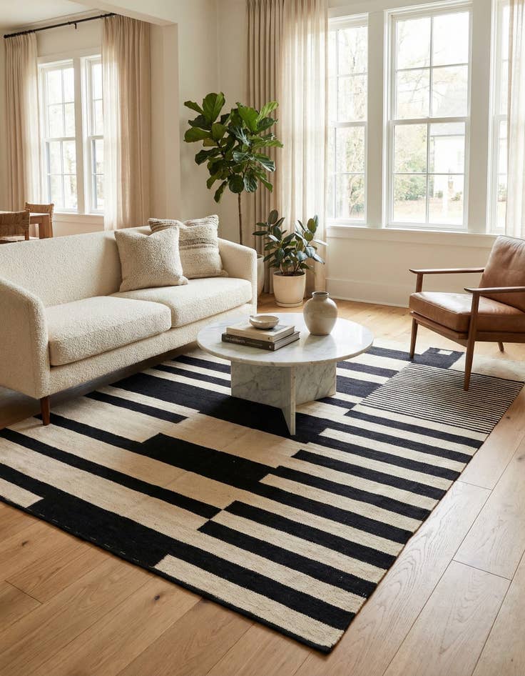 Detail image of 5' x 6' 8 Hand Woven Kilim Modern Wool Rug