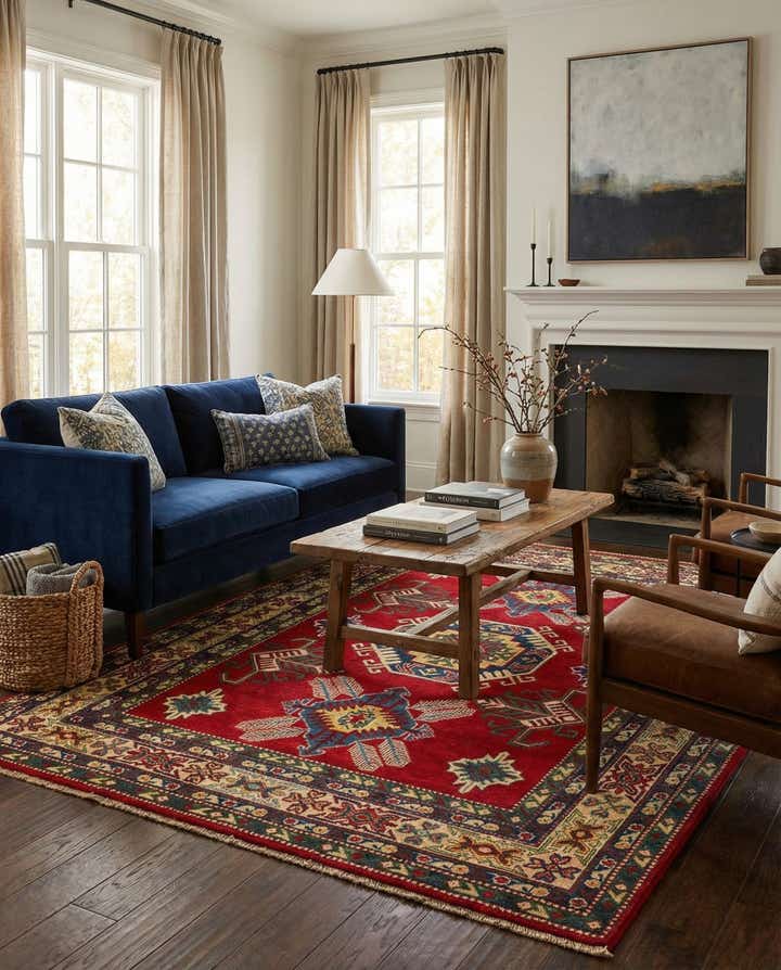 5' 9 x 8' Hand Knotted Kazak Rug