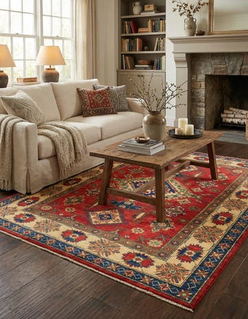 5' x 6' 4 Hand Knotted Kazak Rug