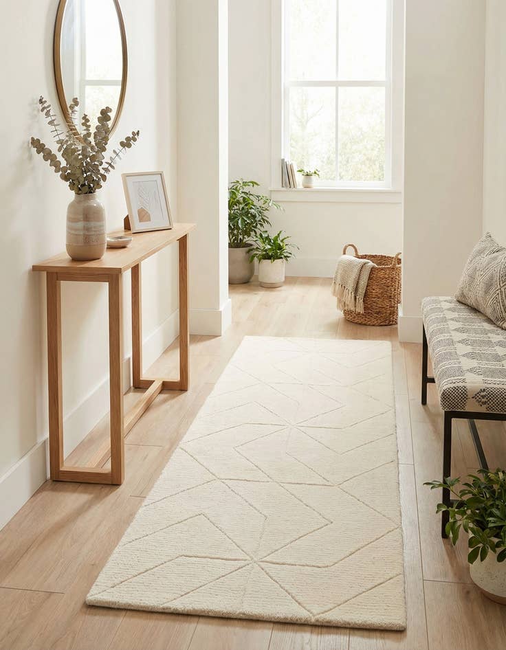 Detail image of  2' x 6' 1 WoolCraft Geometric Runner Rug