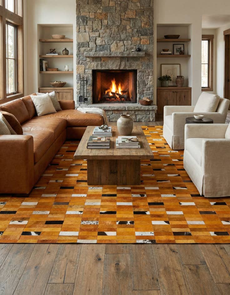 Detail image of  8' x 9' 9 Cowhide - Patchwork Rug