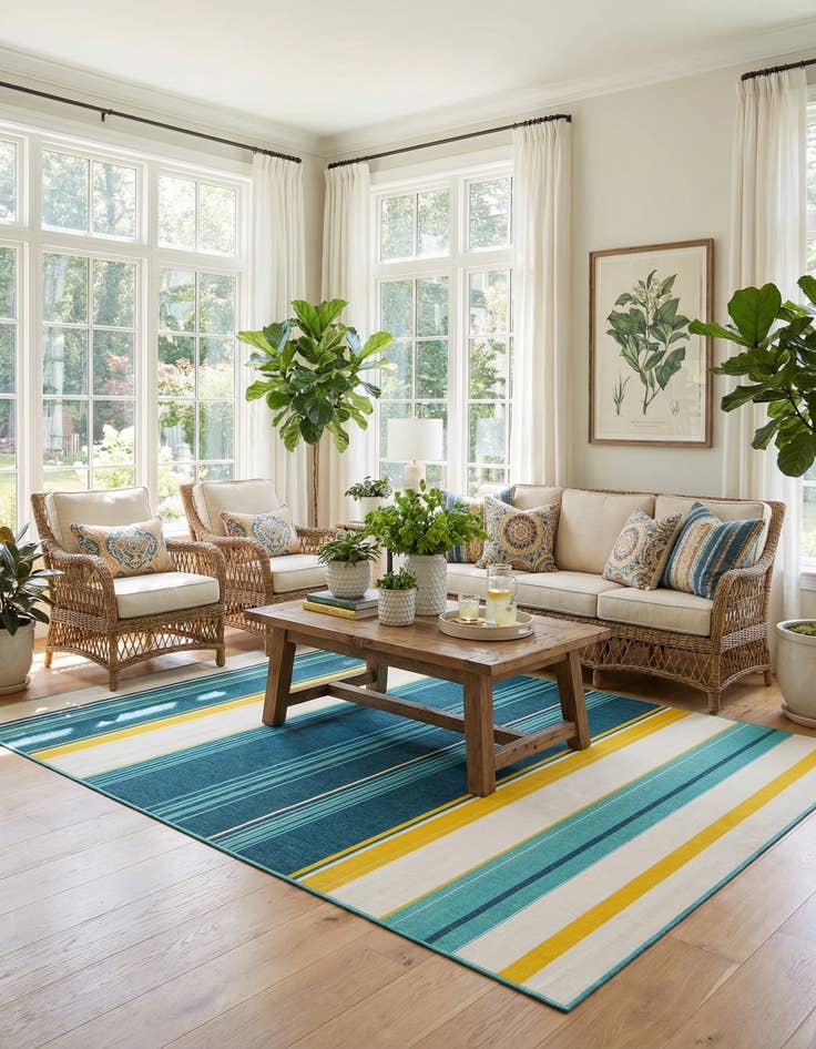 Detail image of 10' x 14'  Washable Border Indoor / Outdoor Rug