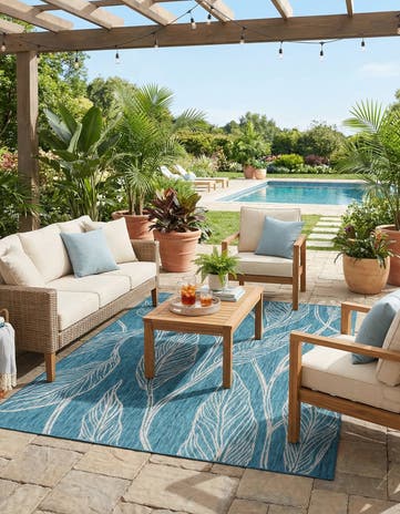 7' 10 x 11' Easy-Clean Botanical Indoor / Outdoor Rug