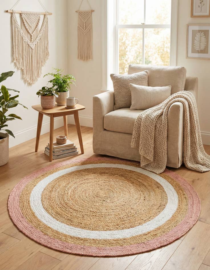 Detail image of 4' 1 x 4' 1  Hand Braided Jute Round Rug
