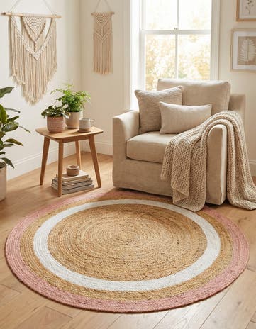 4' 1 x 4' 1 Handmade Braided Jute Round Rug