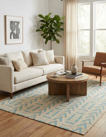 5' 2 x 6' 5 Hand Woven Kilim Modern Wool Rug