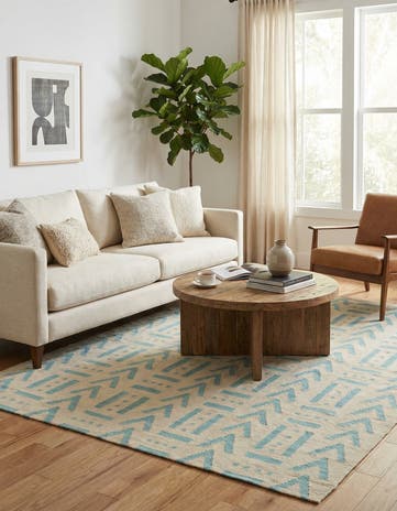 5' 2 x 6' 5 Hand Woven Kilim Modern Wool Rug