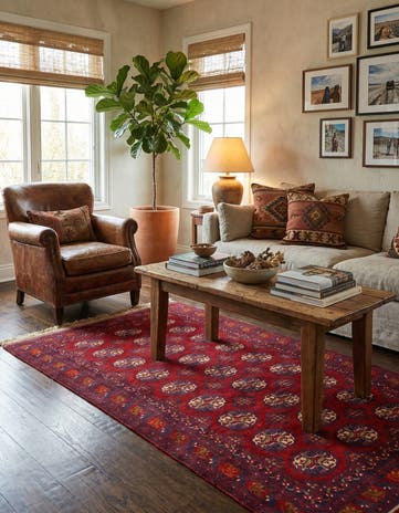 3' 4 x 5' 10 Hand Knotted Afghan Akhche Wool Rug
