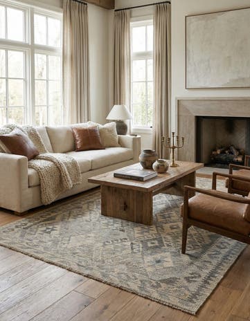 4' 11 x 6' 7 Hand Woven Kilim Maymana Wool Rug
