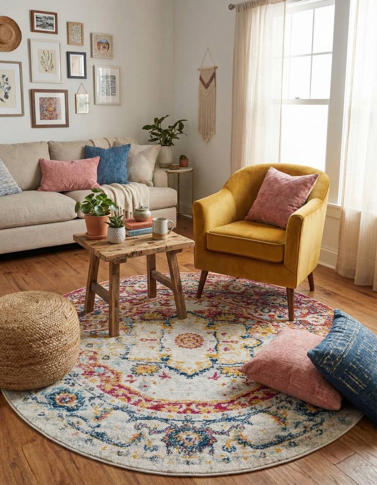 Detail image of  5' 3 x 5' 3 Madeline Vintage Round Rug