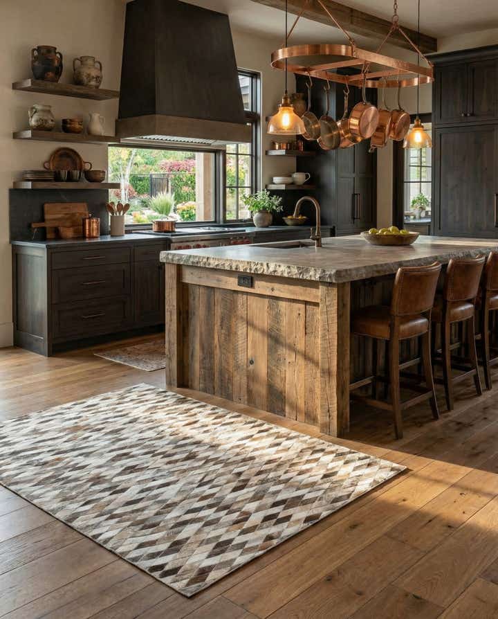 8' x 9' 10 Cowhide Leather Rug