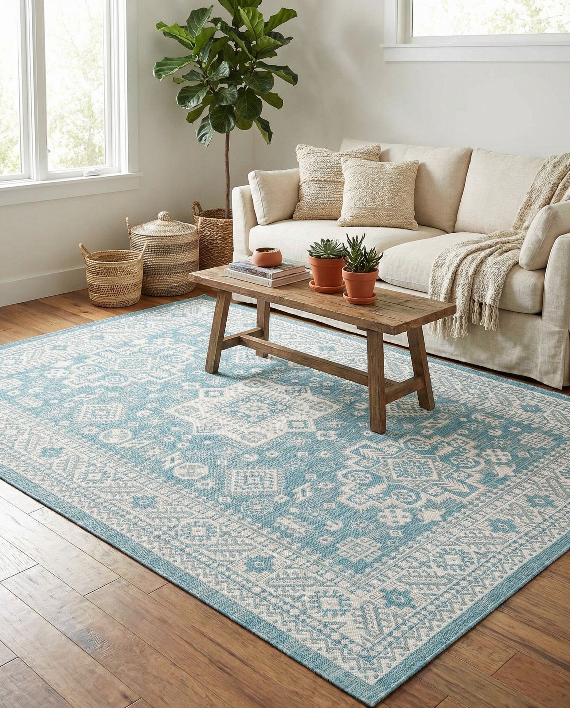 7' x 10' Easy-Clean Aztec Indoor / Outdoor Rug