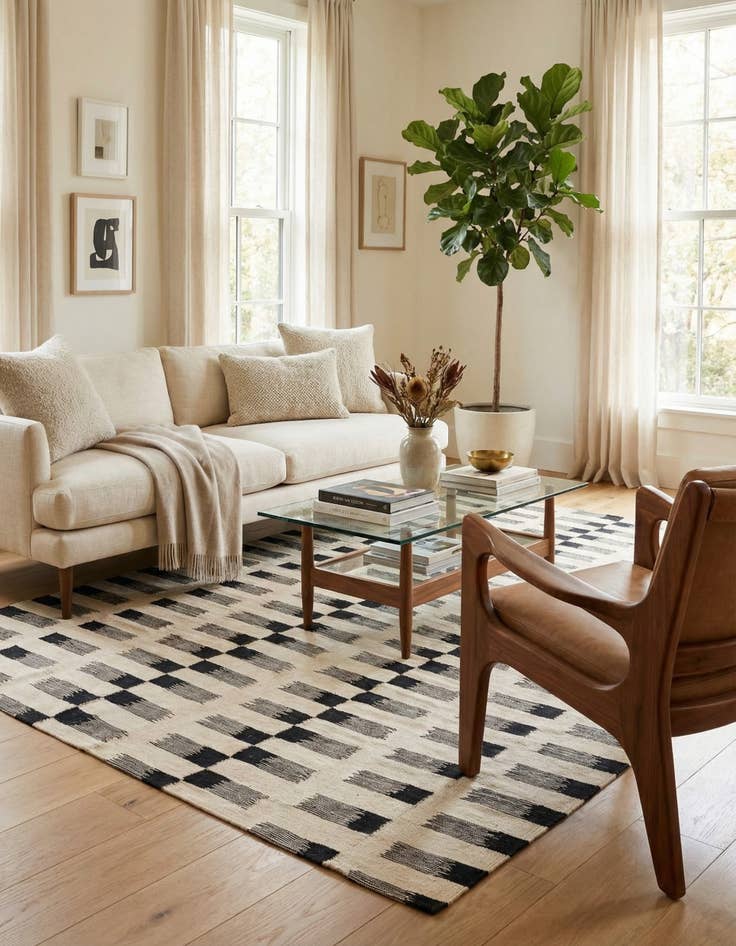 Detail image of 5' 8 x 7' 9  Hand Woven Kilim Modern Wool Rug