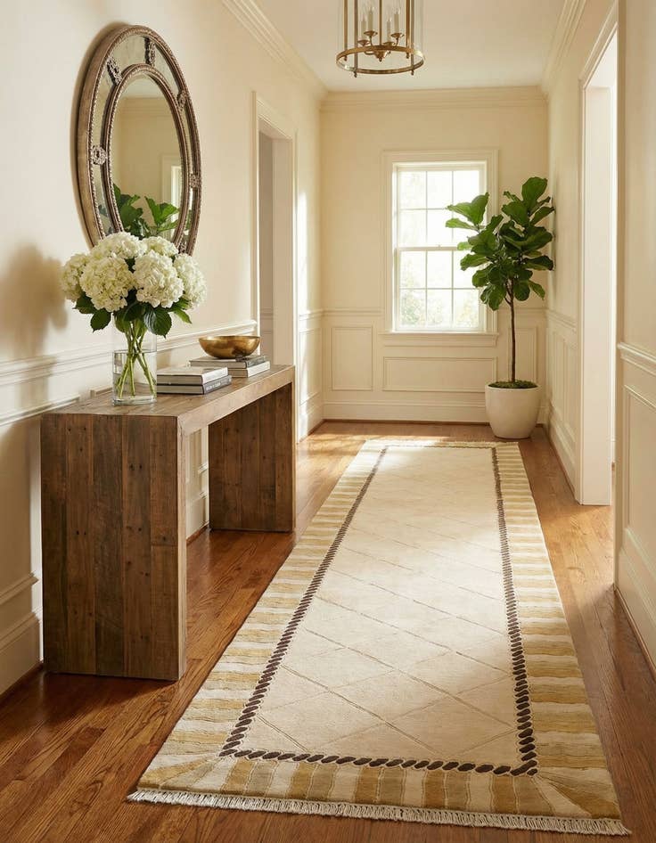 Detail image of 3' 5 x 16' 1  Hand Knotted Darya Wool Runner Rug