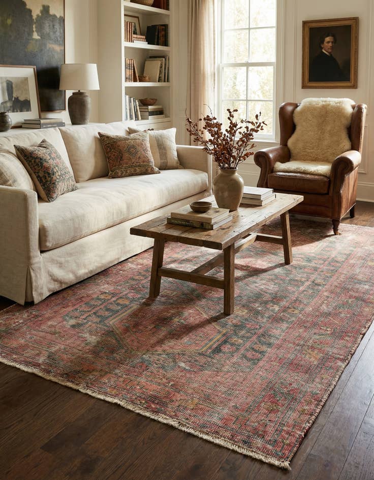 Detail image of 4' 6 x 7' 3  Hand Knotted Ultra Vintage Persian Wool Rug