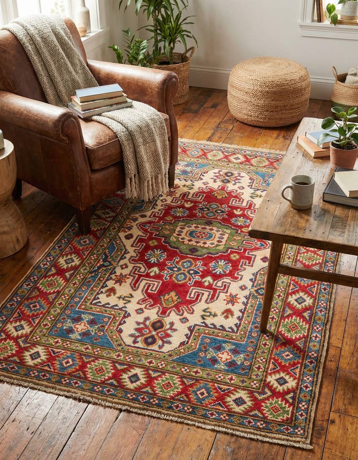 Detail image of 3' 4 x 5' 2  Hand Knotted Kazak Rug