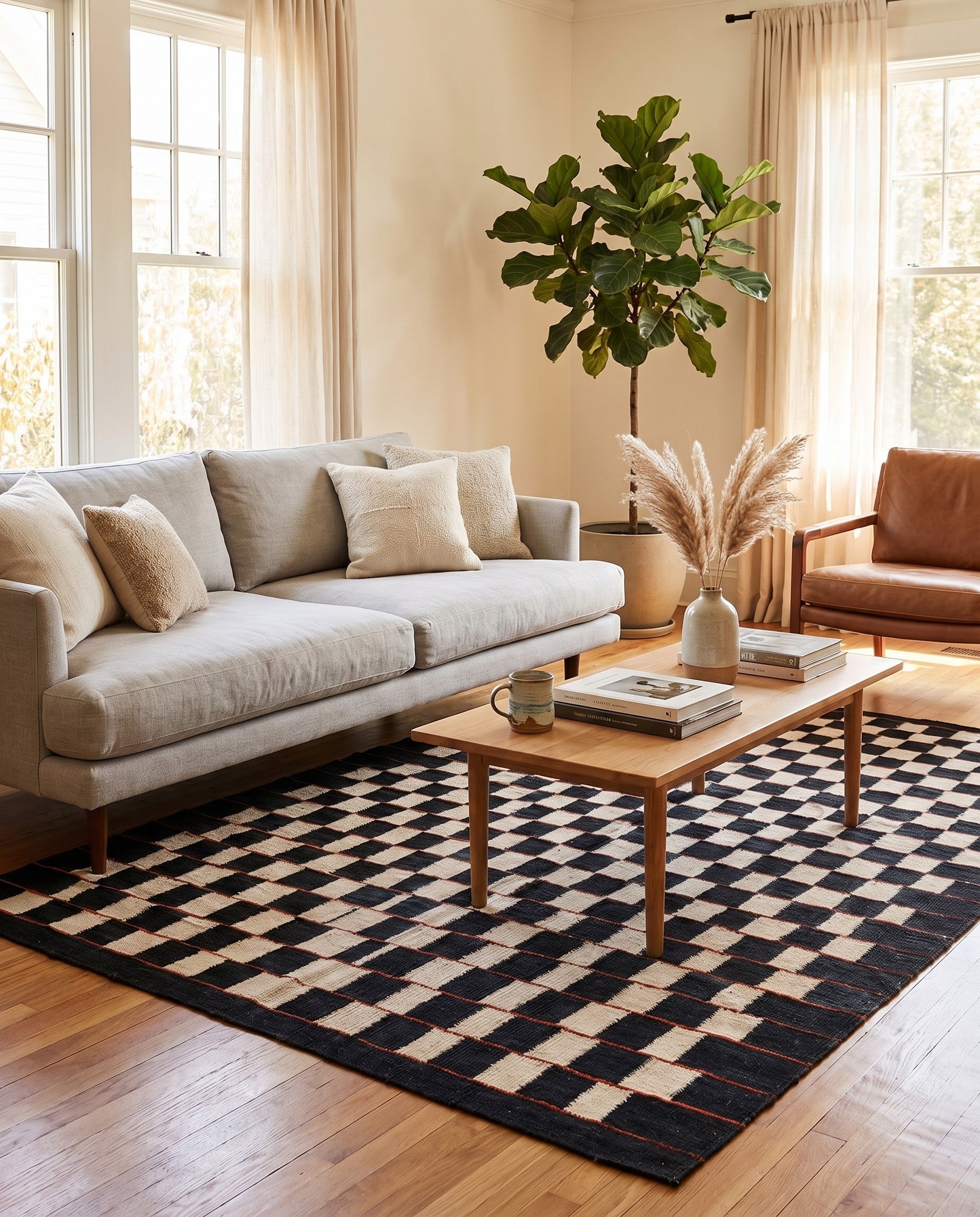 4' 6 x 5' 10 Hand Woven Kilim Modern Wool Rug