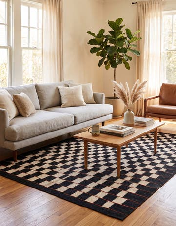 4' 6 x 5' 10 Hand Woven Kilim Modern Wool Rug