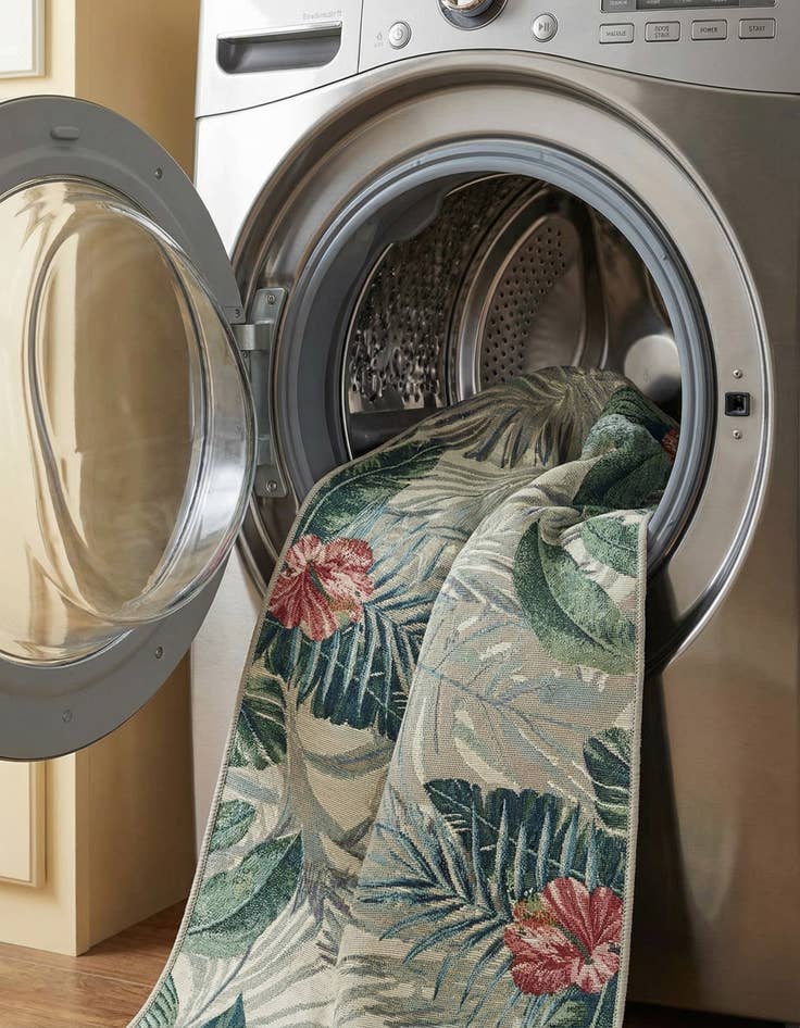 Detail image of 2' 7 x 11'  Washable Botanical Indoor / Outdoor Runner Rug