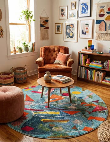 7' x 7' Washable Vivid Round Rug