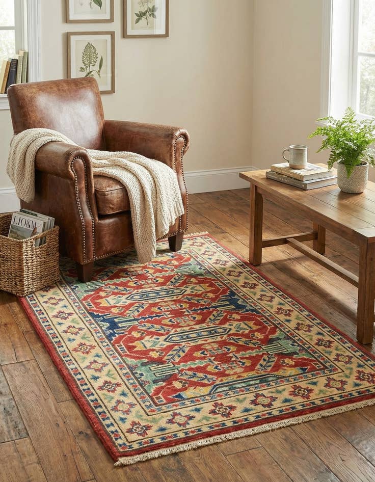 Detail image of 2' 7 x 4' 1  Hand Knotted Kazak Oriental Rug