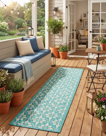 2' 7 x 12' Easy-Clean Lattice Indoor / Outdoor Runner Rug
