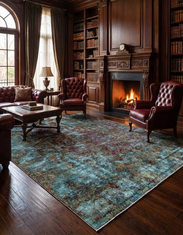 6' 7 x 7' 5 Vintage Royal Wool Square Rug