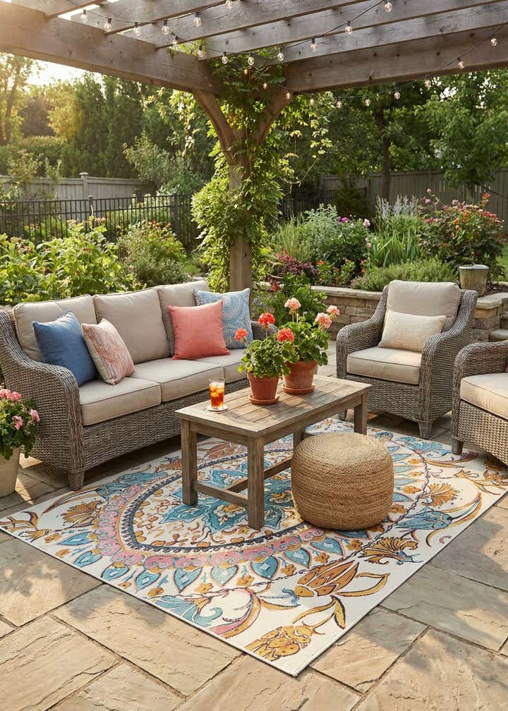 4' x 6' Easy-Clean Traditional Indoor / Outdoor Rug