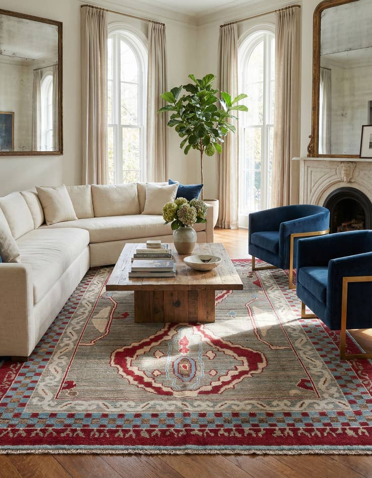 Detail image of  10' x 14'  Hand Knotted Oushak Wool Rug